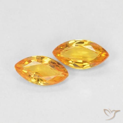 Gemas de Zafiro Naranja dorado natural de 0.39 ct, Marquesa, VS
