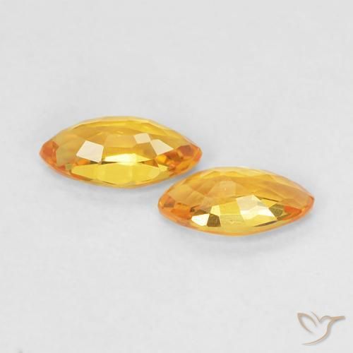 Gemas de Zafiro Naranja dorado natural de 0.39 ct, Marquesa, VS