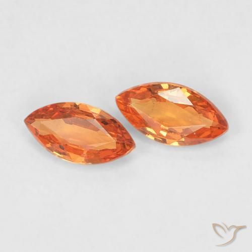 Gemas de Zafiro Naranja claro natural de 0.37 ct, Marquesa, VVS-VS