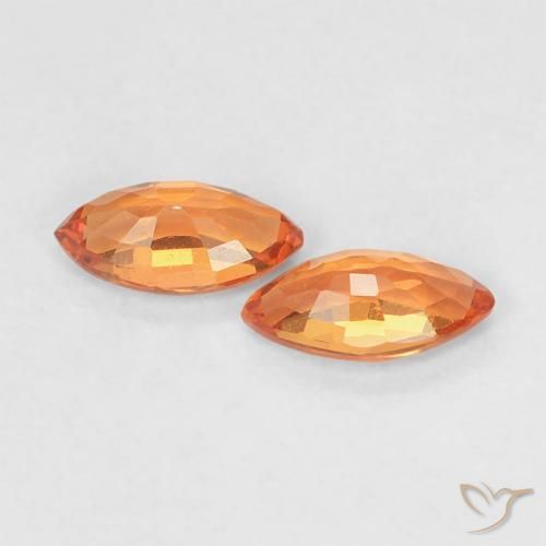 Gemas de Zafiro Naranja claro natural de 0.37 ct, Marquesa, VVS-VS