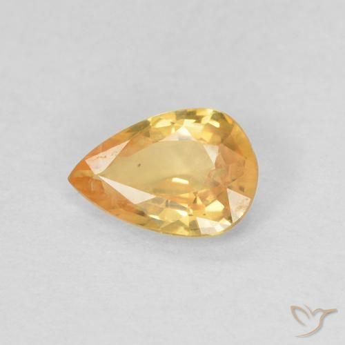 Zafiro Dorado-naranja claro natural de 0.39 ct, En forma de pera, VS