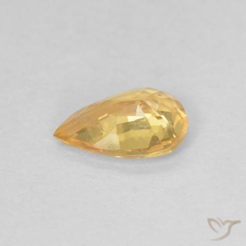 Zafiro Dorado-naranja claro natural de 0.39 ct, En forma de pera, VS