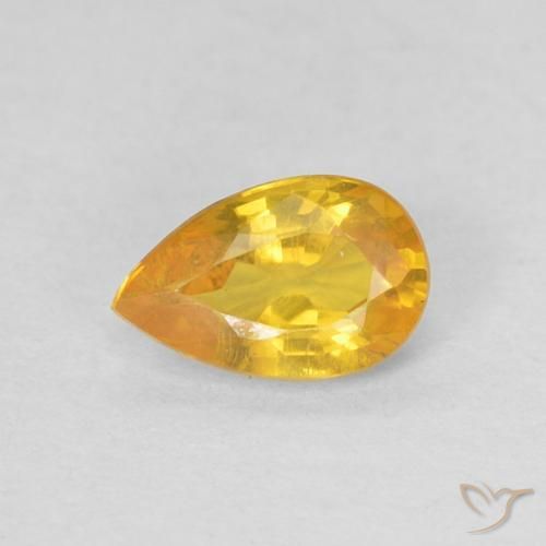 Zafiro Naranja medio natural de 0.50 ct, En forma de pera, VS