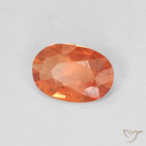 Zafiro Naranja fuego natural de 0.41 ct, Ovalada, VS
