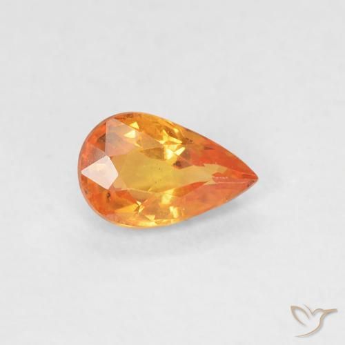 Zafiro Naranja claro natural de 0.52 ct, En forma de pera, VVS-VS