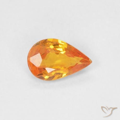 Zafiro Naranja albaricoque natural de 0.43 ct, En forma de pera, VVS-VS