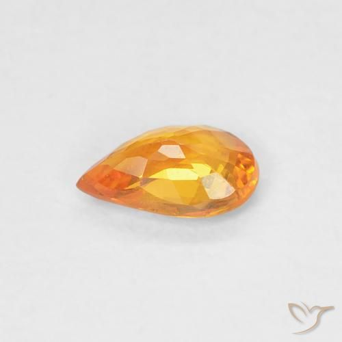 Zafiro Naranja albaricoque natural de 0.43 ct, En forma de pera, VVS-VS