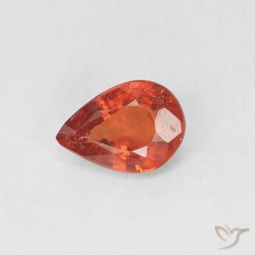 0.44ct Natural Naranja fuego Zafiro, En forma de pera, VS