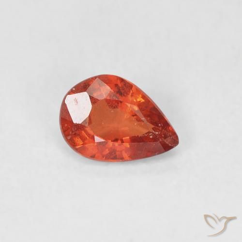 Zafiro Naranja fuego natural de 0.44 ct, En forma de pera, VS