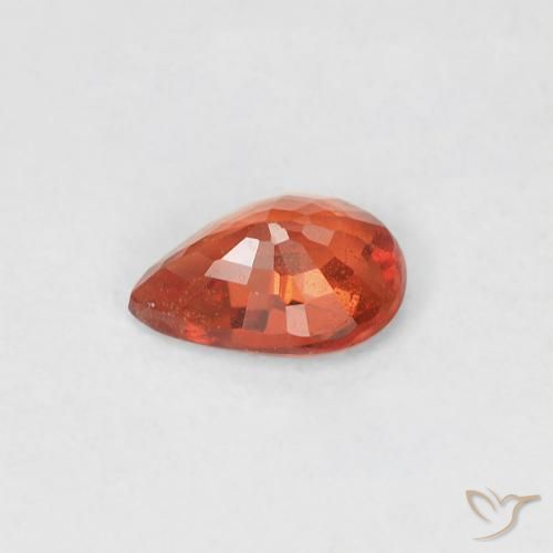 Zafiro Naranja fuego natural de 0.44 ct, En forma de pera, VS