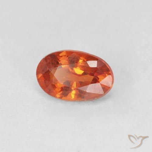 Zafiro Ámbar naranja natural de 0.55 ct, Ovalada, VVS-VS