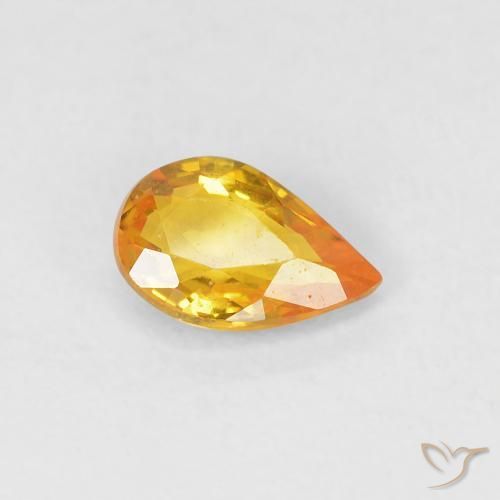 Zafiro Naranja medio natural de 0.48 ct, En forma de pera, VVS-VS