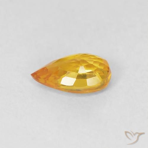 Zafiro Naranja medio natural de 0.48 ct, En forma de pera, VVS-VS