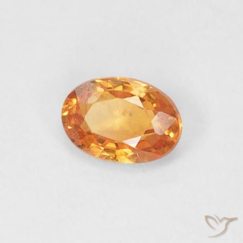 Zafiro Naranja medio natural de 0.53 ct, Ovalada, VVS-VS