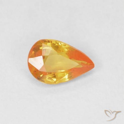 Zafiro Naranja medio natural de 0.50 ct, En forma de pera, VVS-VS