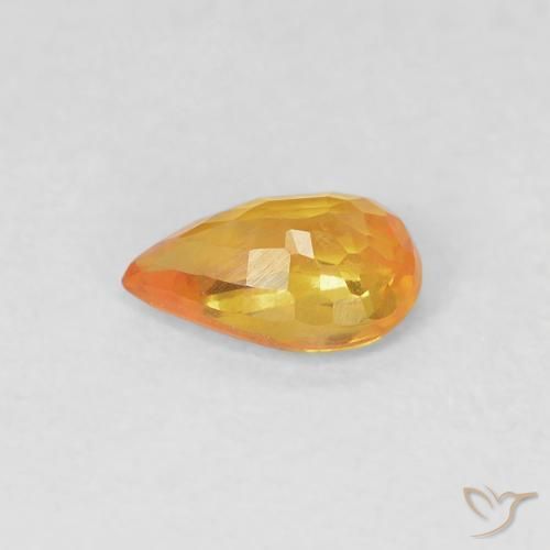 Zafiro Naranja medio natural de 0.50 ct, En forma de pera, VVS-VS