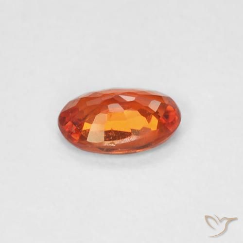 Zafiro Ámbar naranja natural de 0.44 ct, Ovalada, VVS-VS