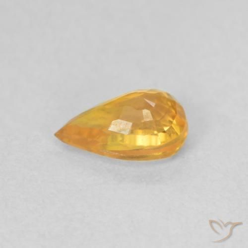 Zafiro Naranja medio natural de 0.50 ct, En forma de pera, VVS