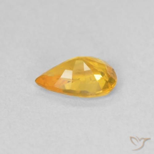 Zafiro Dorado medio natural de 0.41 ct, En forma de pera, VVS-VS