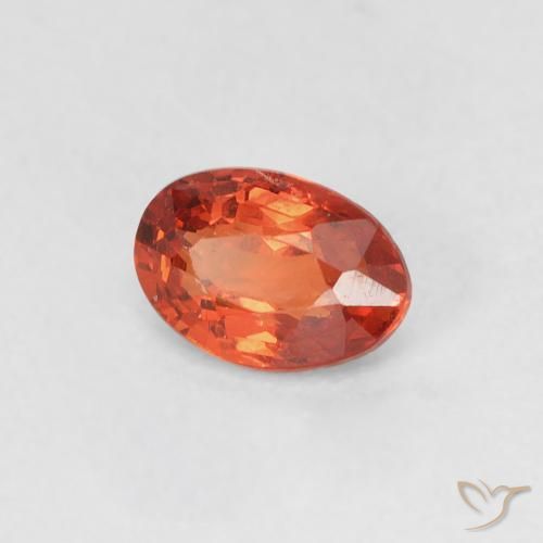 Zafiro Naranja rojizo natural de 0.63 ct, Ovalada, VVS-VS