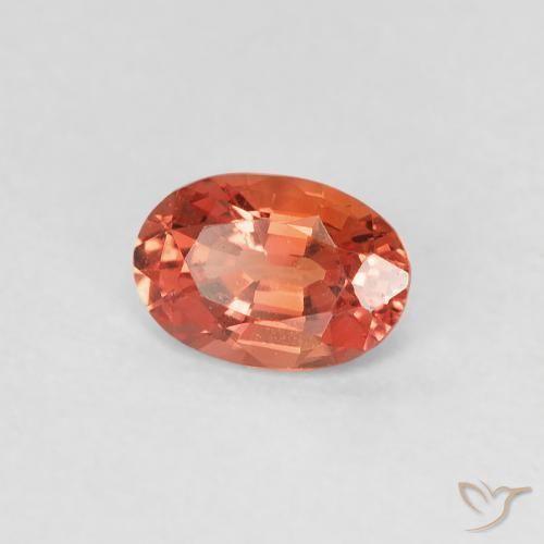 Zafiro Roja Anaranjada natural de 0.54 ct, Corte Óvalo, VVS-VS
