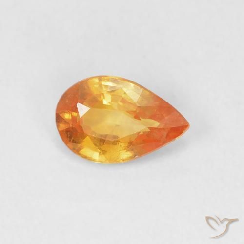 Zafiro Naranja claro natural de 0.52 ct, En forma de pera, VVS-VS