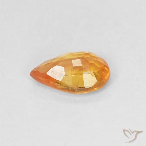 Zafiro Naranja claro natural de 0.52 ct, En forma de pera, VVS-VS
