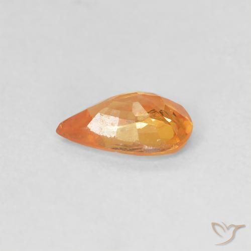 Zafiro Naranja claro natural de 0.41 ct, En forma de pera, VVS-VS