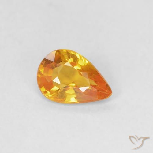 0.37ct Natural Naranja medio Zafiro, En forma de pera, VVS-VS