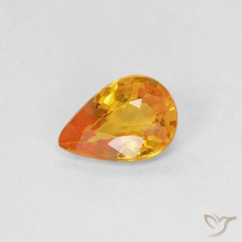 Zafiro Naranja medio natural de 0.37 ct, En forma de pera, VVS-VS