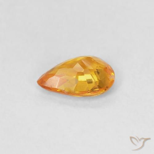 Zafiro Naranja medio natural de 0.37 ct, En forma de pera, VVS-VS