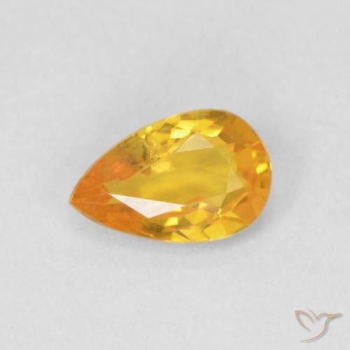 0.46ct Natural Naranja medio Zafiro, En forma de pera, VS