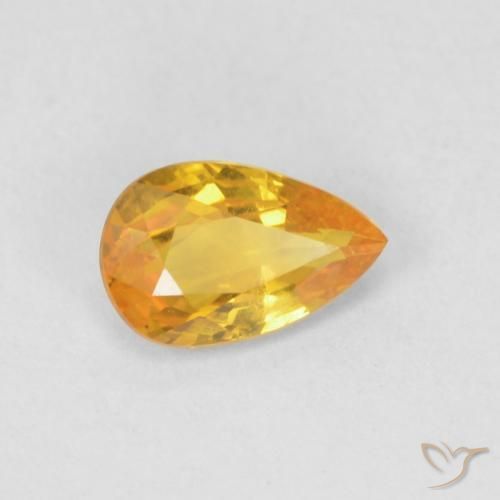 Zafiro Naranja medio natural de 0.46 ct, En forma de pera, VS