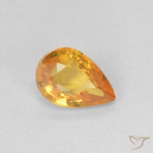 0.49ct Natural Naranja medio Zafiro, En forma de pera, VVS-VS