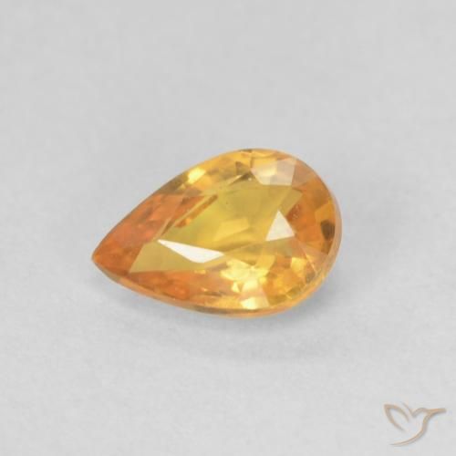 Zafiro Naranja medio natural de 0.49 ct, En forma de pera, VVS-VS