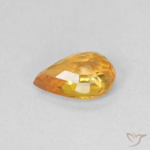 Zafiro Naranja medio natural de 0.49 ct, En forma de pera, VVS-VS