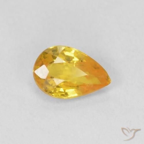 Zafiro Dorado naranja natural de 0.43 ct, En forma de pera, VS