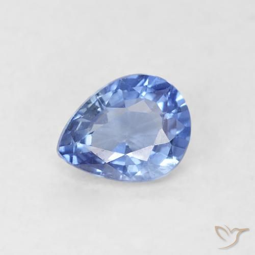 Zafiro Azul marino medio natural de 0.39 ct, En forma de pera, VVS