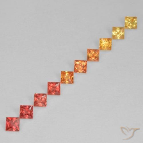 Gemas de Zafiro Multicolor natural de 0.96 ct, Cuadrado, VS