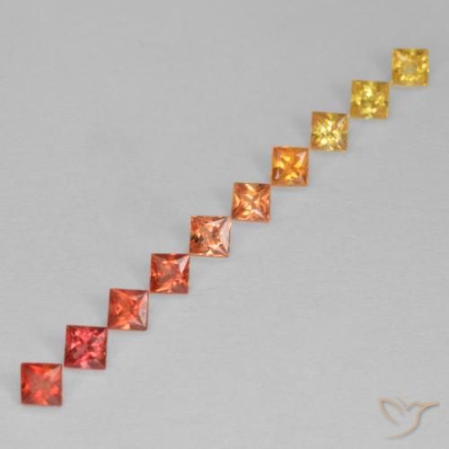 Gemas de Zafiro Multicolor natural de 0.80 ct, Cuadrado, VS