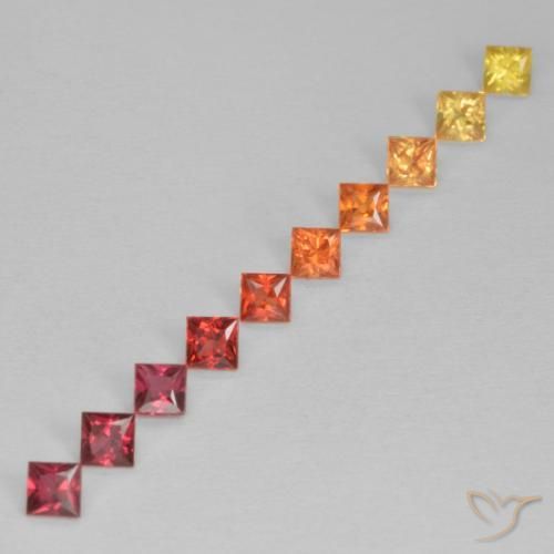 Gemas de Zafiro Multicolor natural de 0.97 ct, Cuadrado, VS