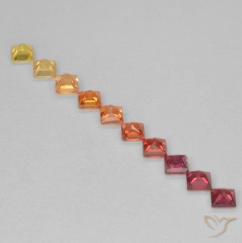 Gemas de Zafiro Multicolor natural de 0.97 ct, Cuadrado, VS