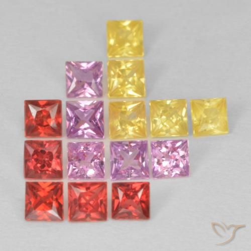 1.61ctw Natural Multicolor Zafiro, Cuadrado, VS
