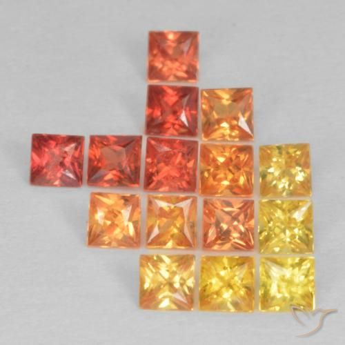Gemas de Zafiro Multicolor natural de 1.18 ct, Cuadrado, VS