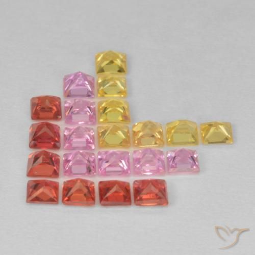 Gemas de Zafiro Multicolor natural de 1.95 ct, Cuadrado, VS