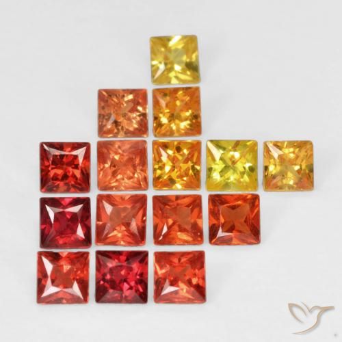 Gemas de zafiro multicolor natural de 1,33 ct, cuadrado, VS