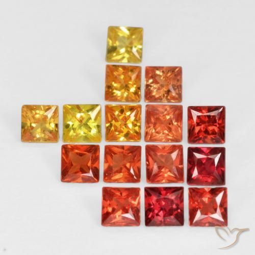 Gemas de zafiro multicolor natural de 1,33 ct, cuadrado, VS