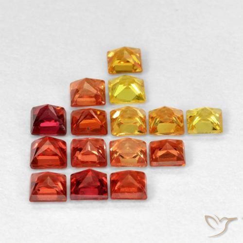 Gemas de zafiro multicolor natural de 1,33 ct, cuadrado, VS