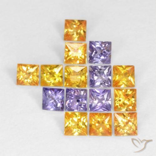 Gemas de Zafiro Multicolor natural de 1.09 ct, Cuadrado, VS