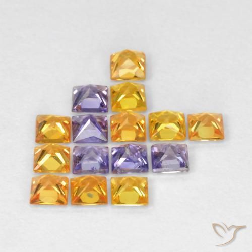Gemas de Zafiro Multicolor natural de 1.09 ct, Cuadrado, VS